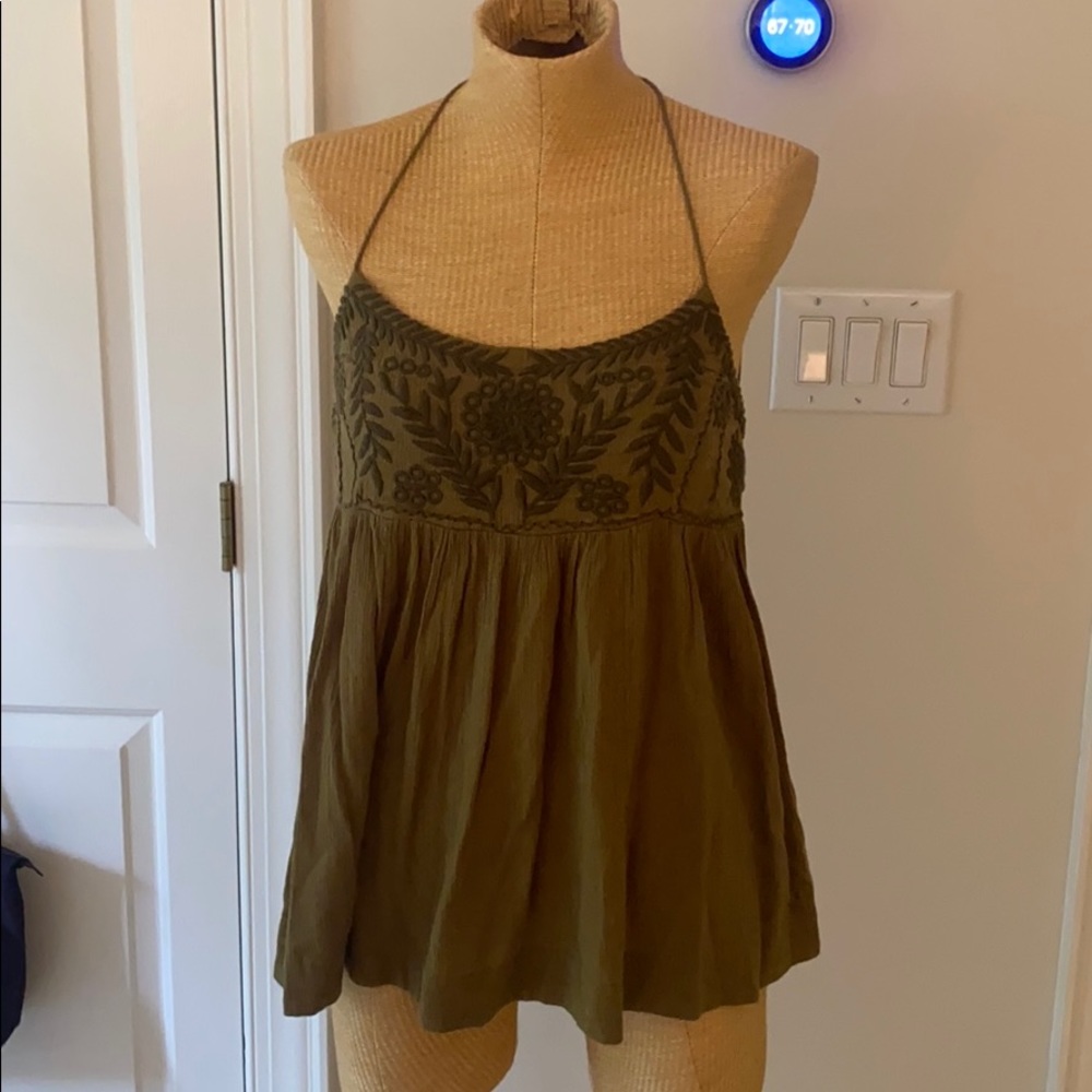 Green Free People Strappy Tank